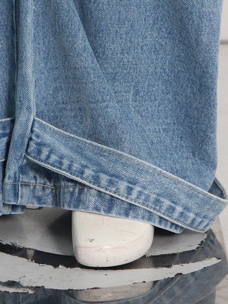 Fashion Y2K Pockets Cargo Jeans Women Hipster High Waisted Straight Pants Fall 2023 Casual Denim Trousers Streetwear